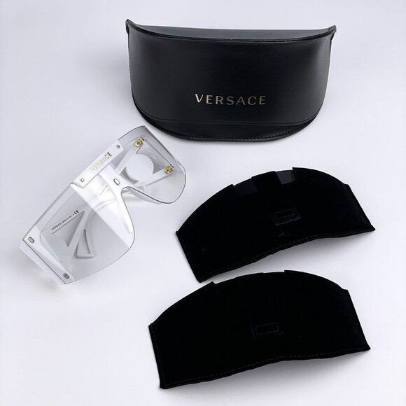 NEW Versace VE4461 314/87 White Grey Mirror Silver Detachable Lens Sunglasses